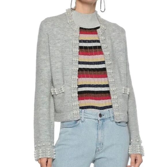 Maje Pearl Mohair Blend Cardigan Size 1 Small - Picture 3 of 9